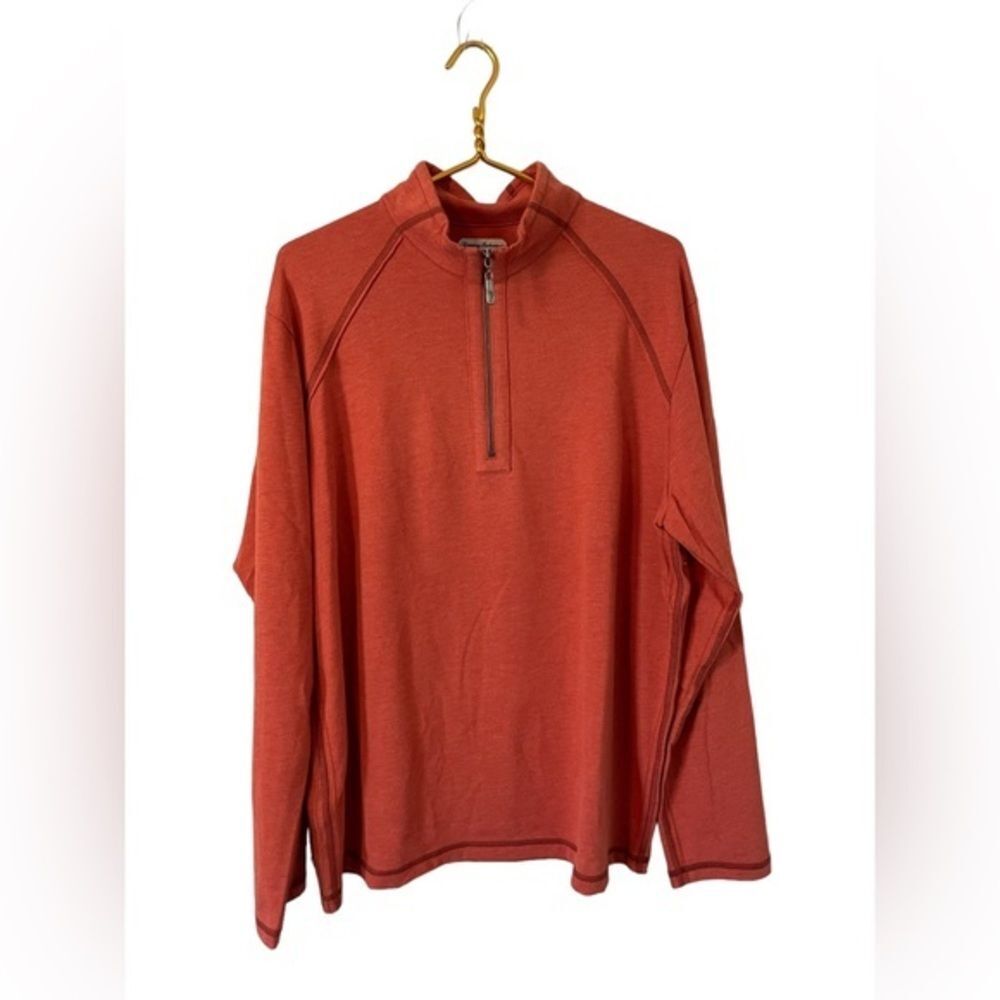 Tommy Bahama Burnt Orange Pullover, 3/4 Zip, Size XL